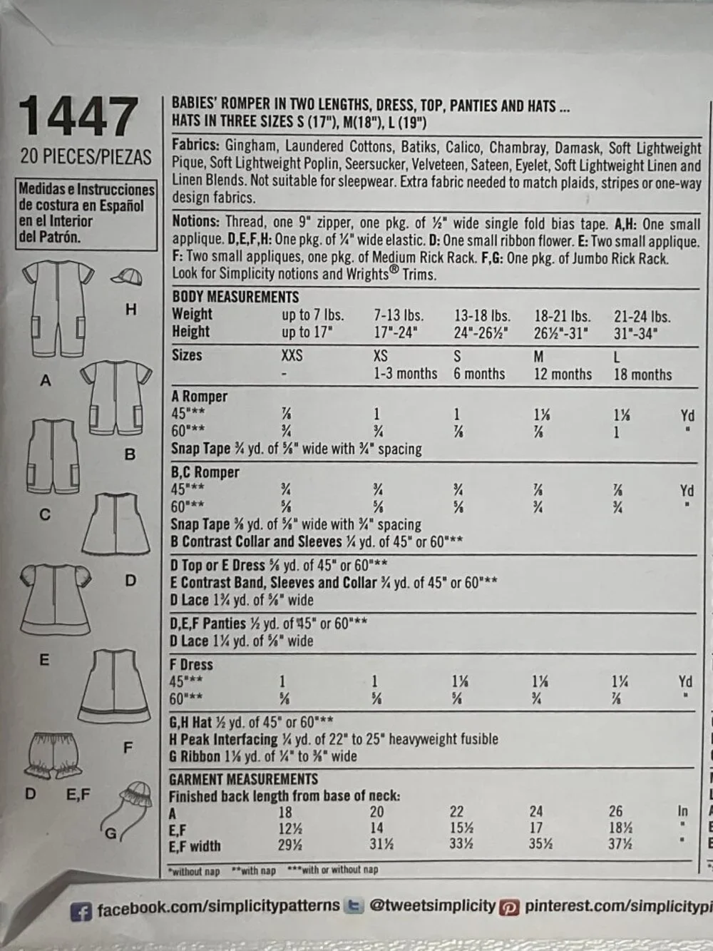 Simplicity 1169 & 1447 Baby Clothes Bundle Uncut Patterns XXS-L Unisex Sewing